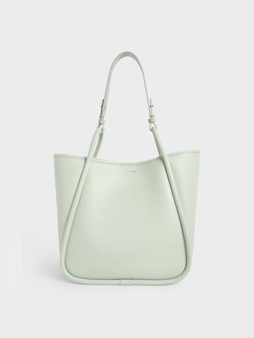 Ruched Design Square Bag Mint Green Fashionable Double Handle