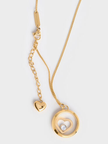 Malorie Crystal Heart Necklace, Gold, hi-res