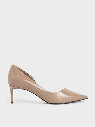 Patent Leather D&apos;Orsay Pumps, Nude, hi-res