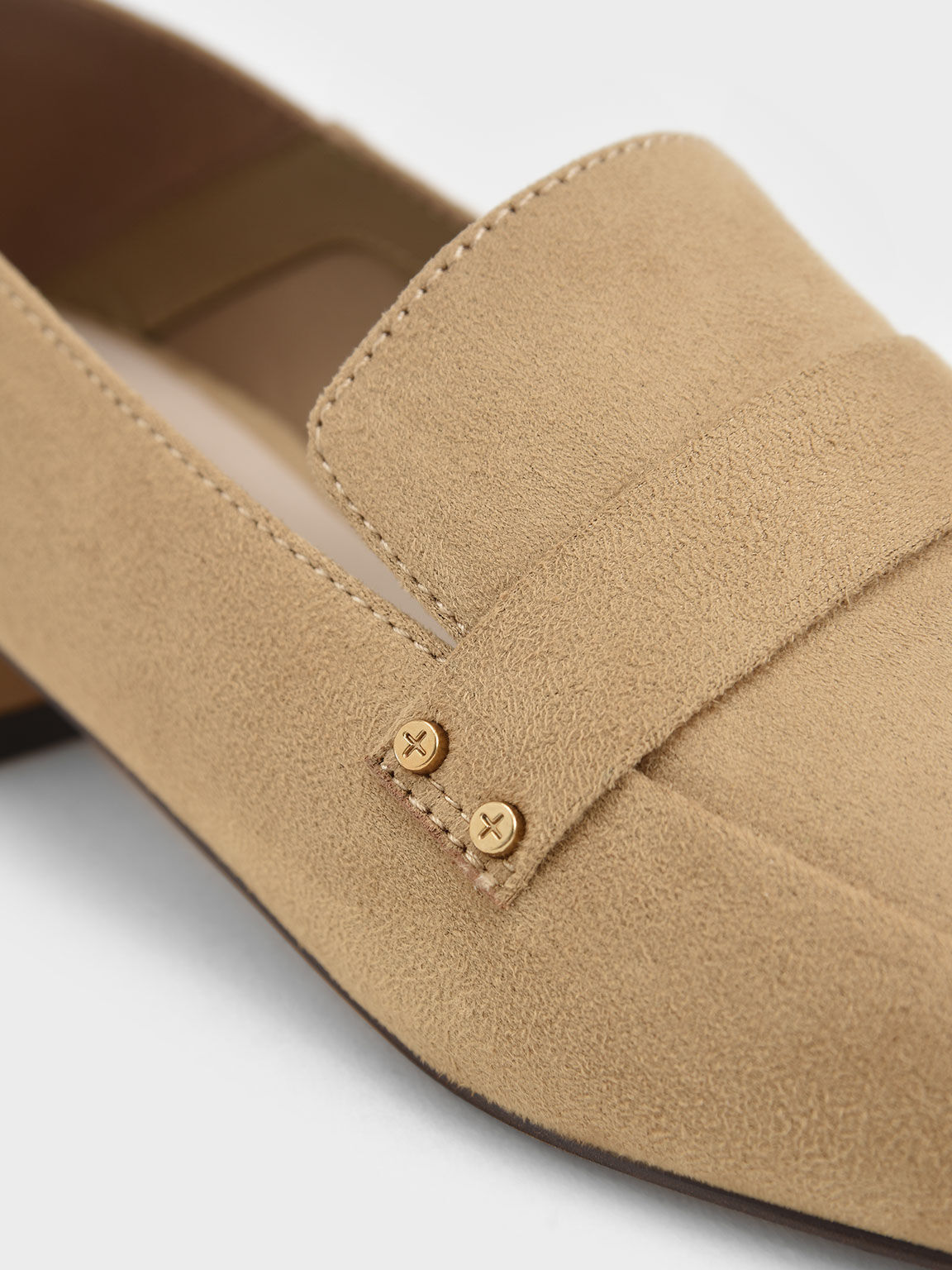 Textured Square-Toe Step-Back Penny Loafers, Sand, hi-res