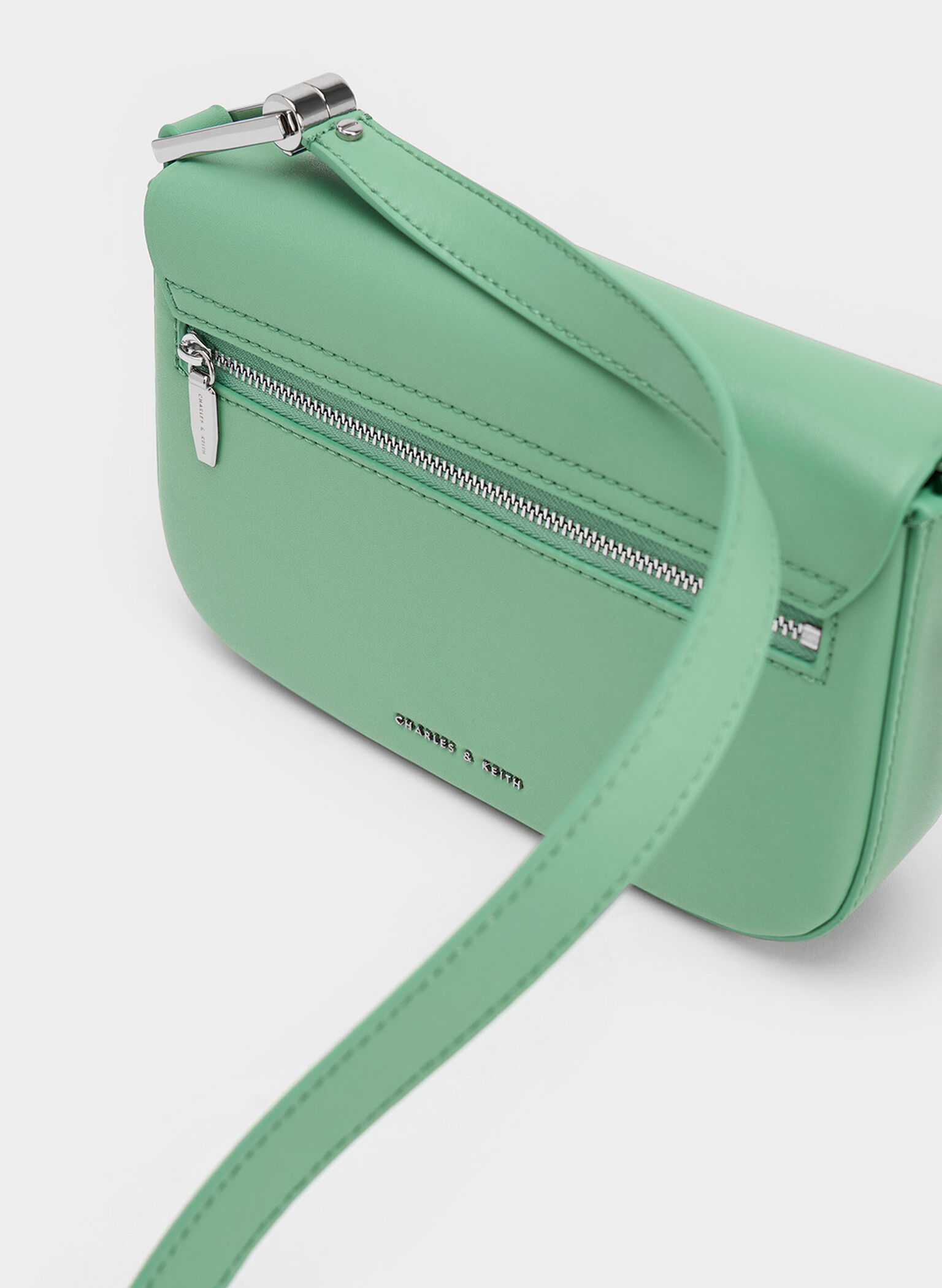 Koa Square Push-Lock Shoulder Bag, Green, hi-res
