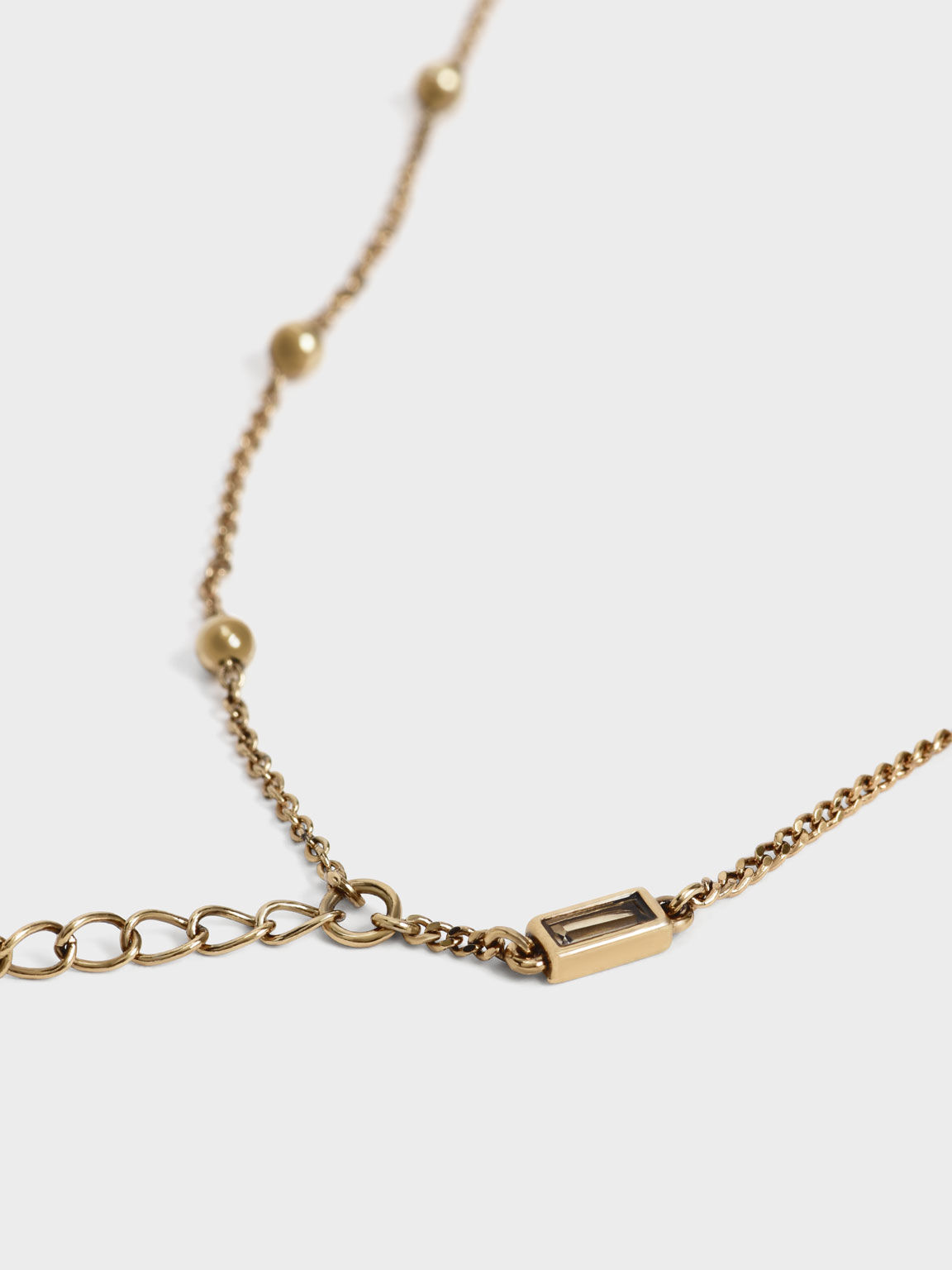 Crystal-Embellished Double Chain Bracelet, Sand, hi-res