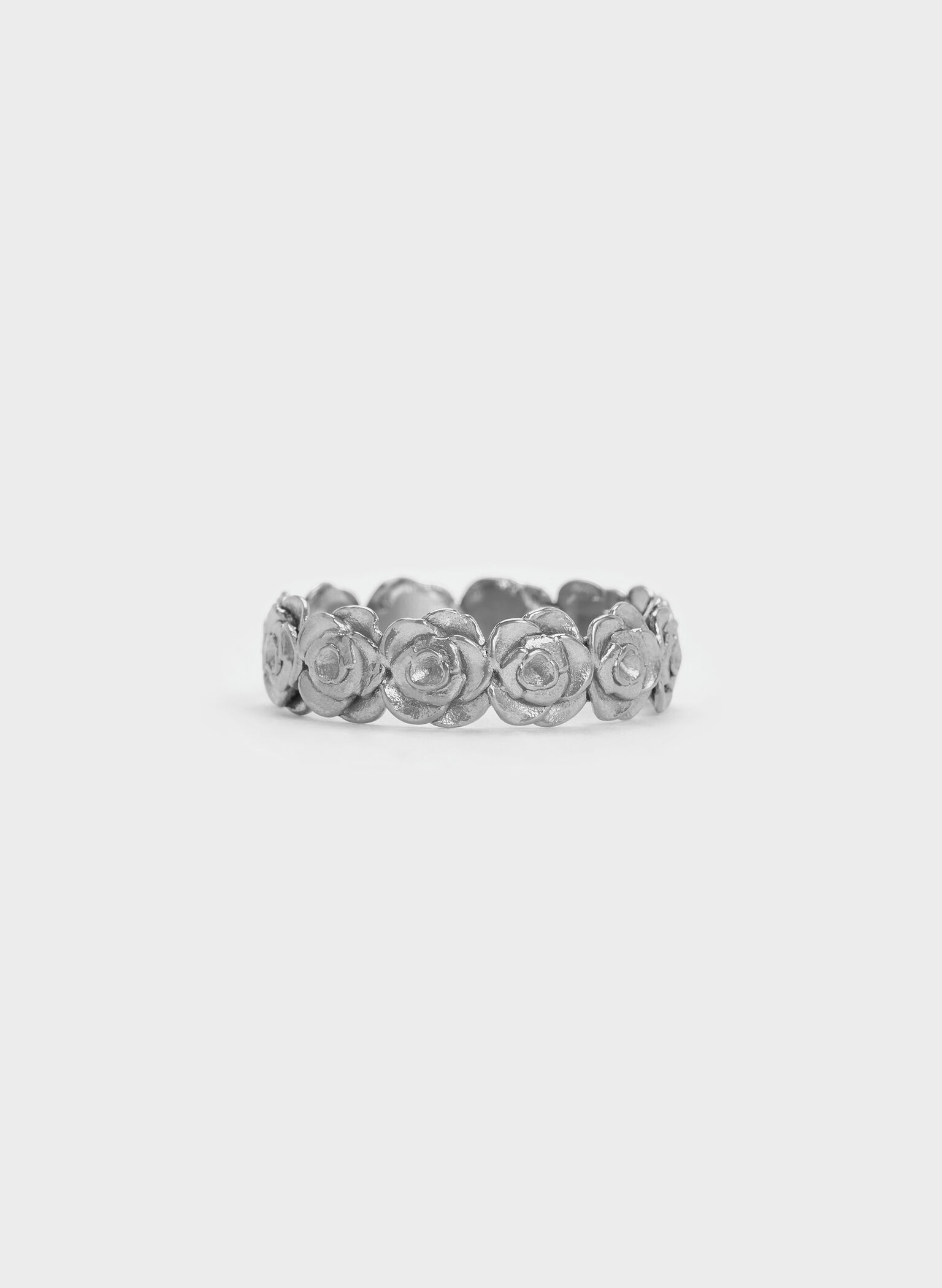 Rosalind Flower-Motif Ring, Brushed Silver, hi-res