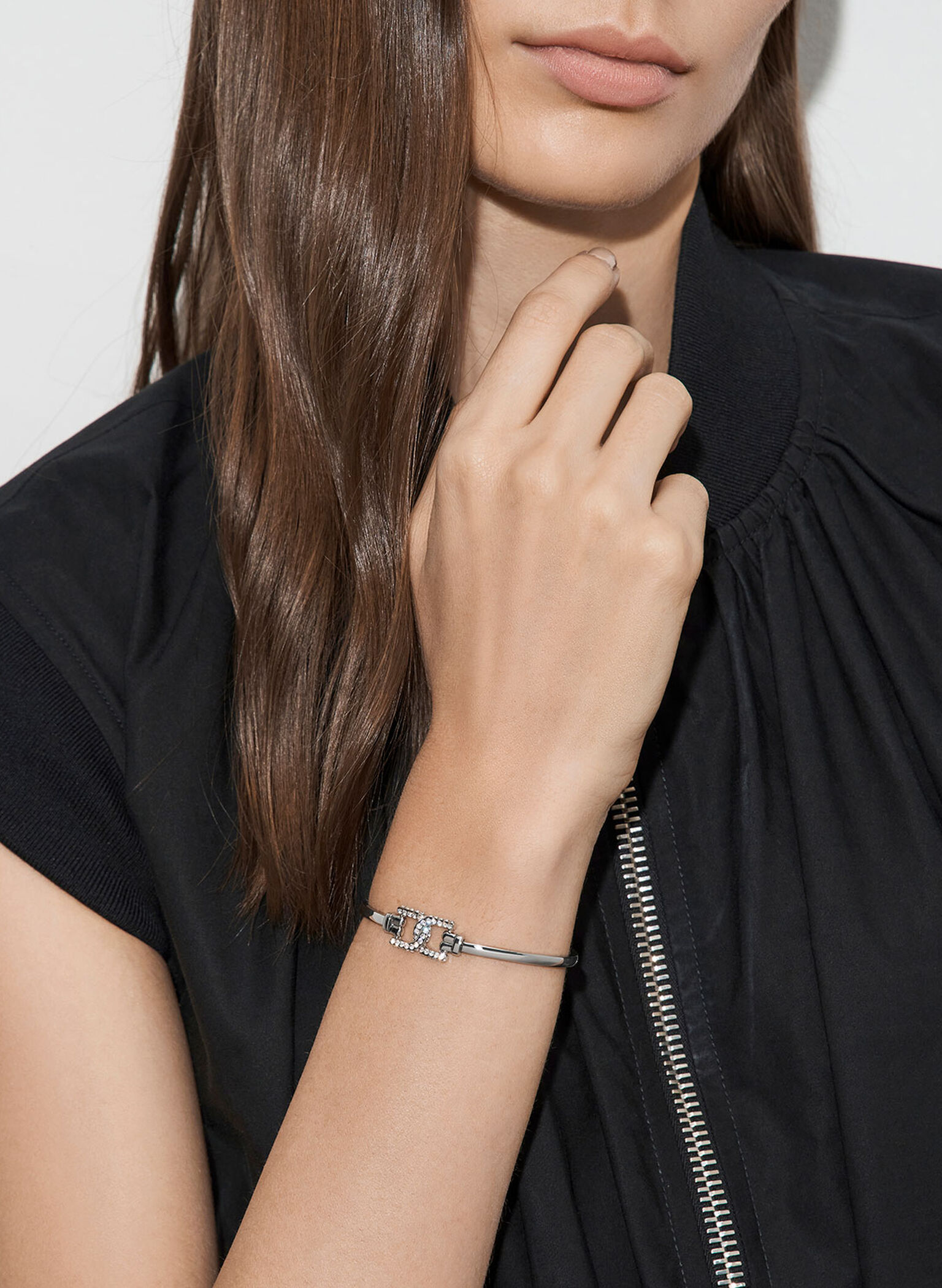 Gabine Swarovski Crystal Cuff Bangle, Silver, hi-res