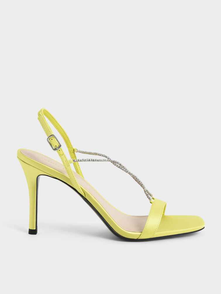 Adel Recycled Polyester Gem-Strap Stiletto Sandals, Lime, hi-res
