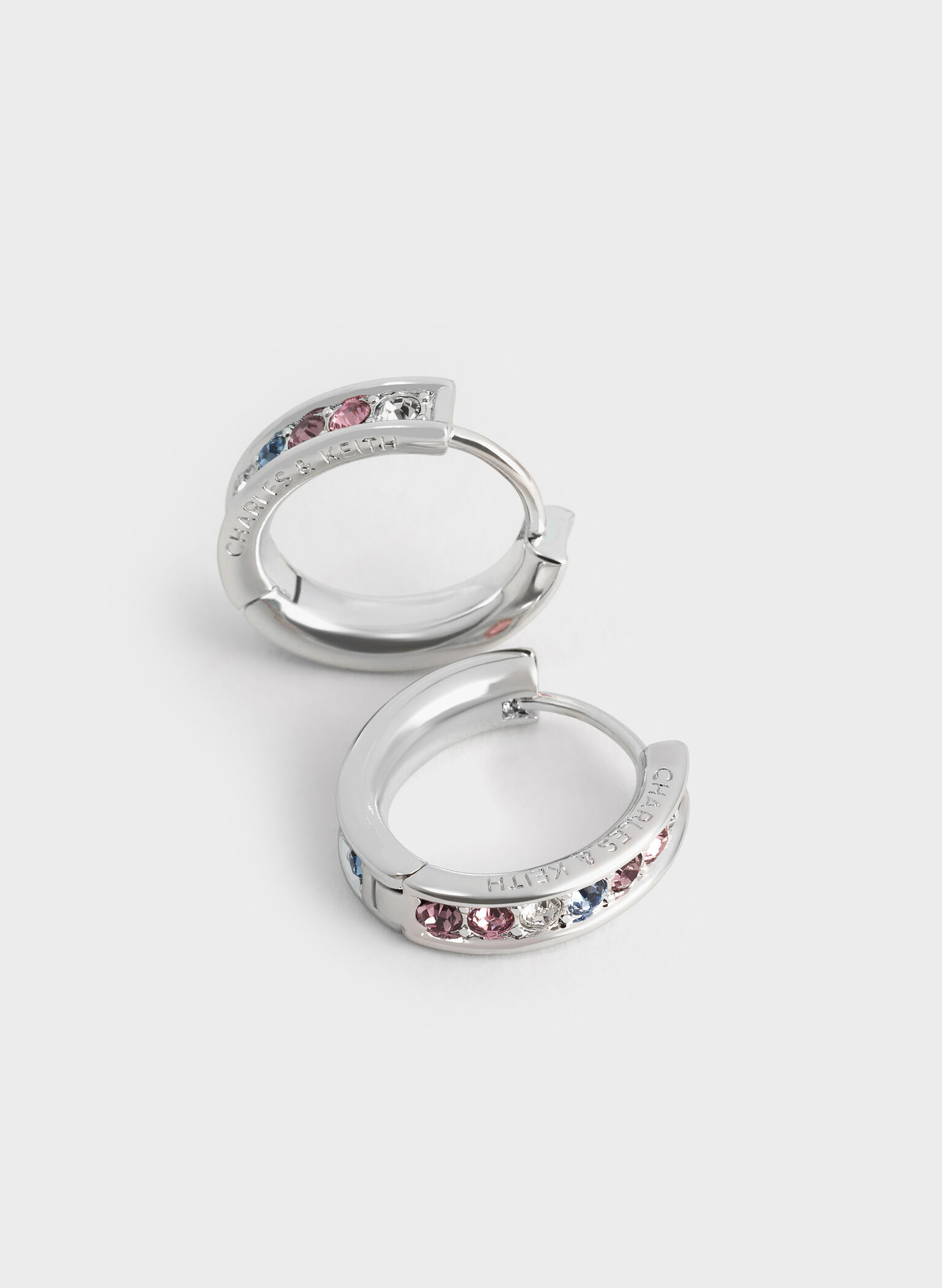 Maeve Crystal-Embellished Hoop Earrings, Silver, hi-res