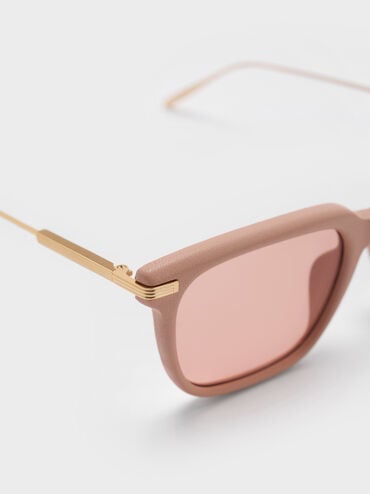 Aura Recycled Acetate Rectangular Sunglasses, Pink, hi-res