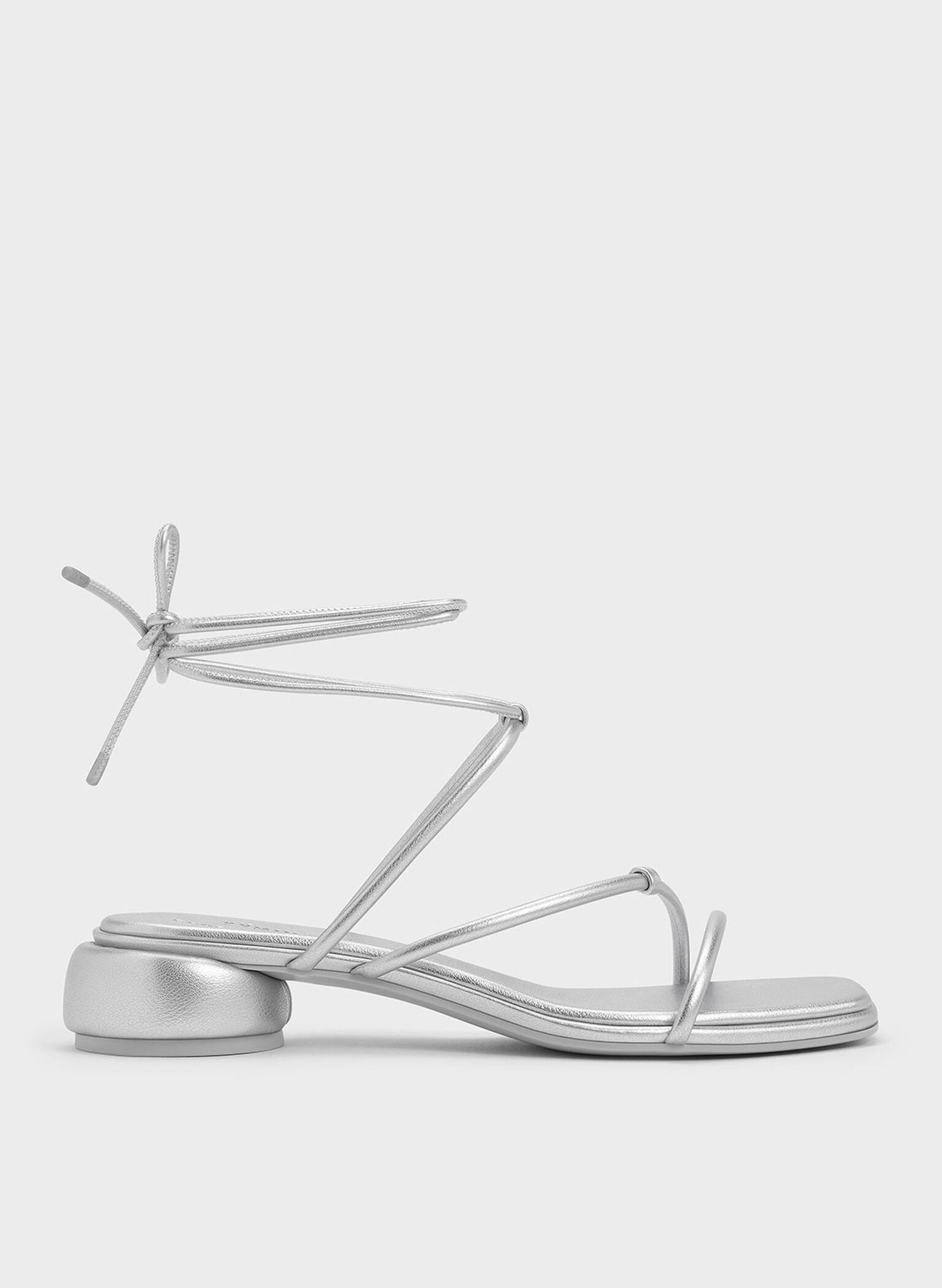 Strappy Tie-Around Sandals, Silver, hi-res