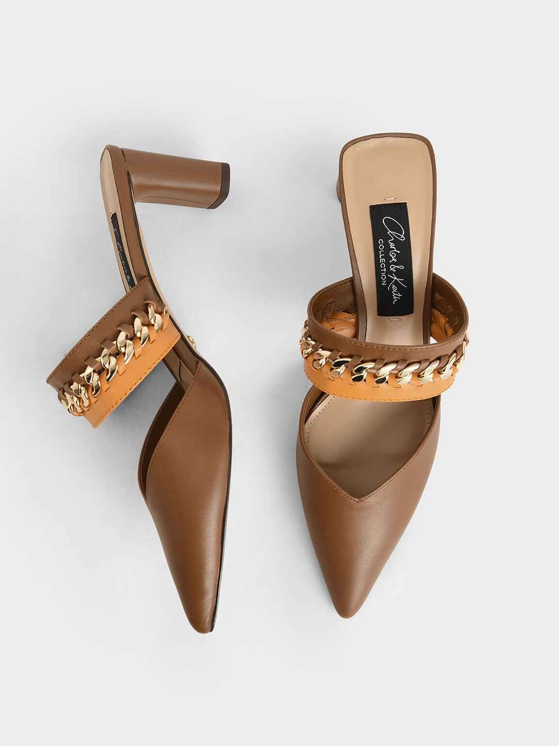 Leather Chain-Link Mules, Multi, hi-res