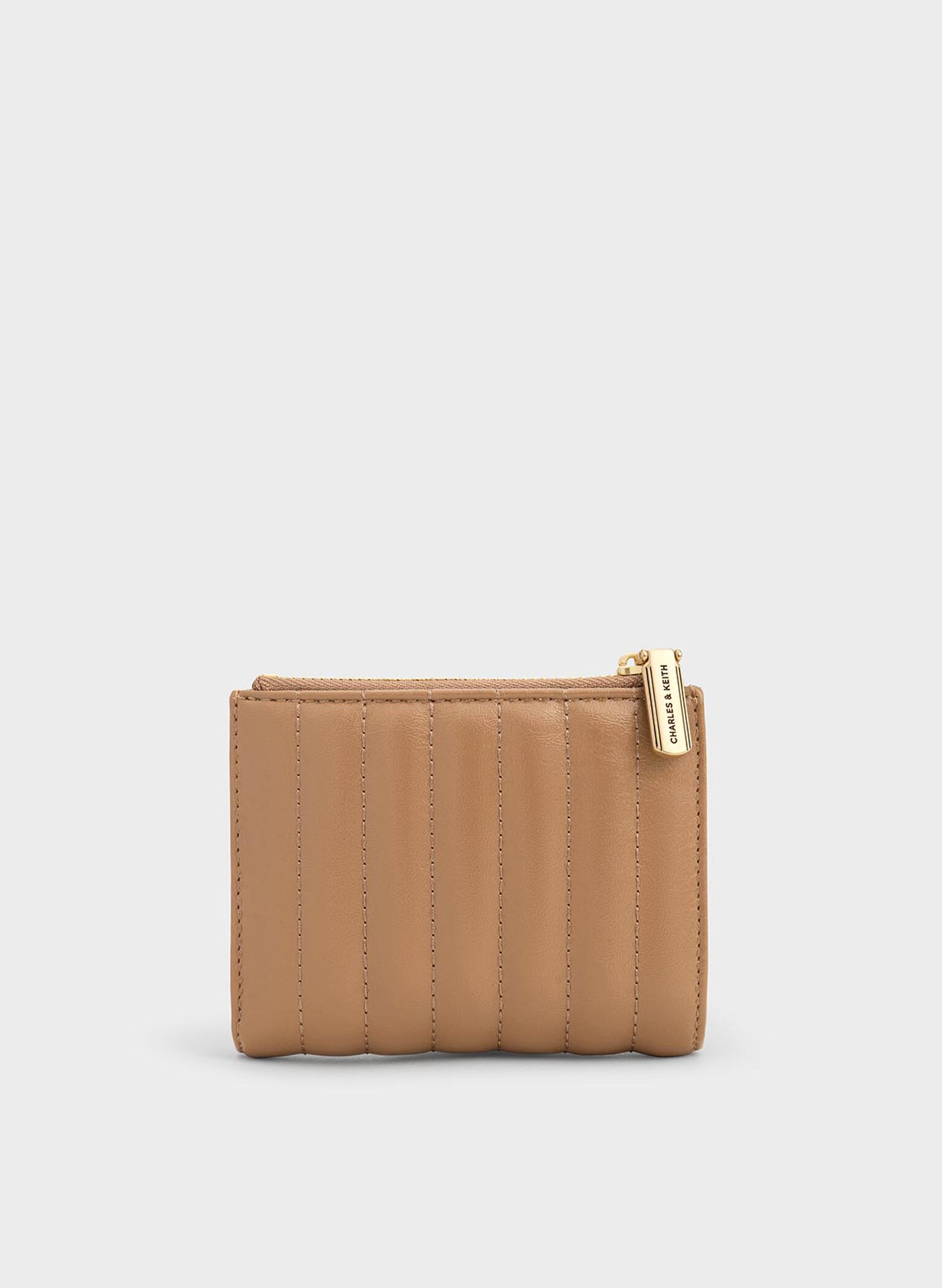 Donna Crinkle-Effect Panelled Top-Zip Wallet, Tan, hi-res