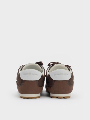 Nylon Contrast-Panel Lace-Up Sneakers, Dark Brown Textured, hi-res