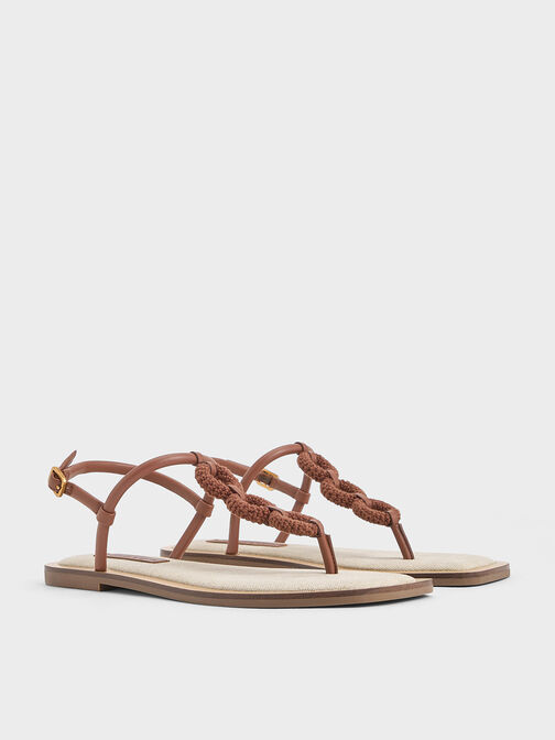 Raffia Ring Thong Sandals, Multi, hi-res