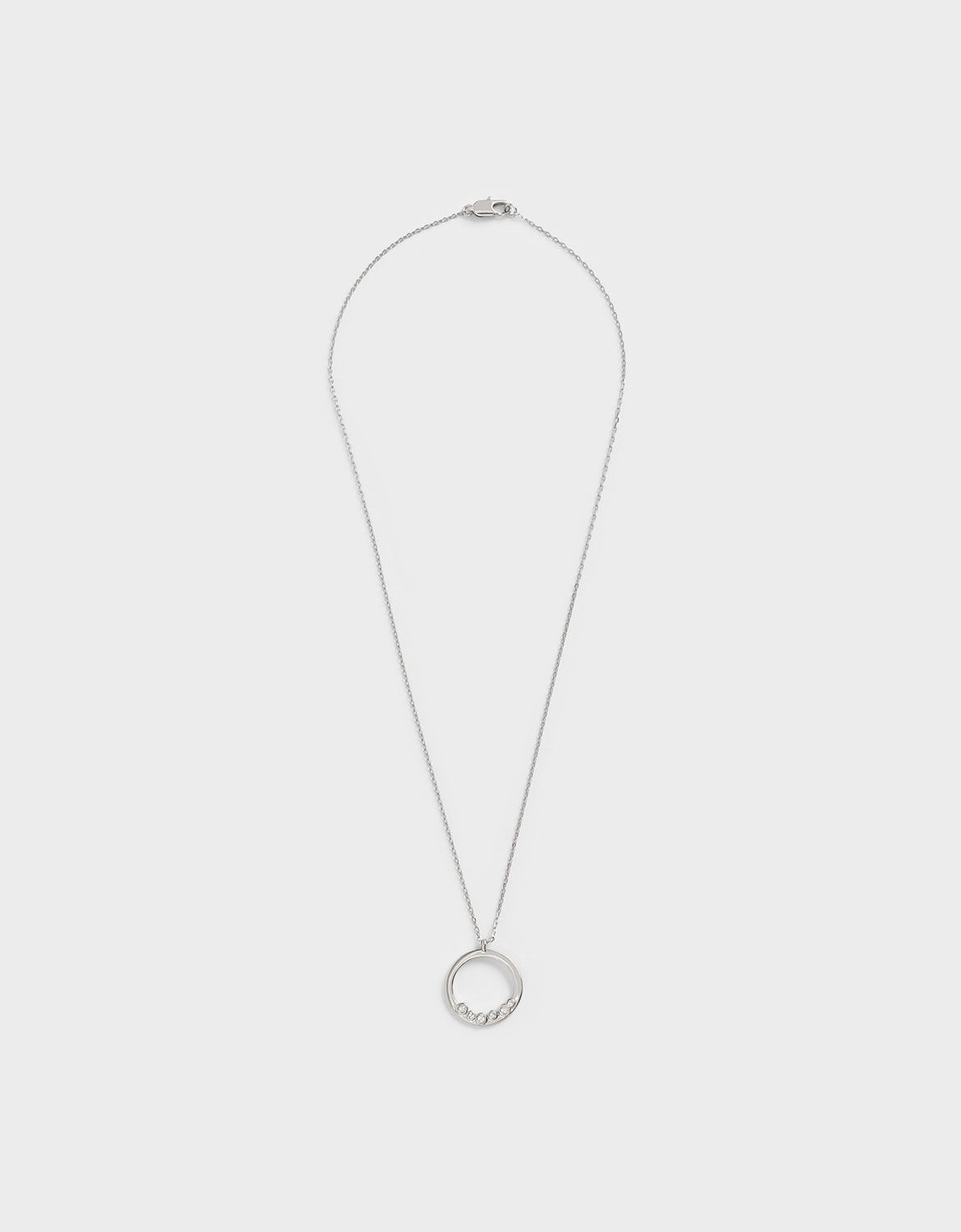Swarovski Crystal Studded Pendant Necklace Silver