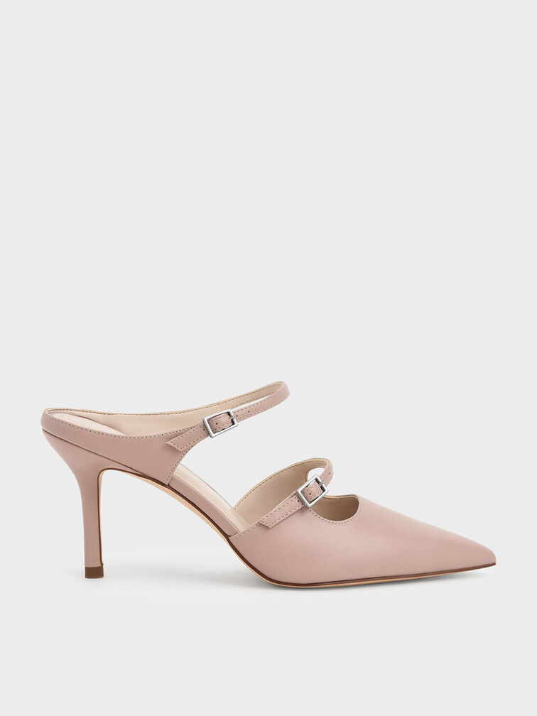Double Strap Mary Jane Mules, Nude, hi-res