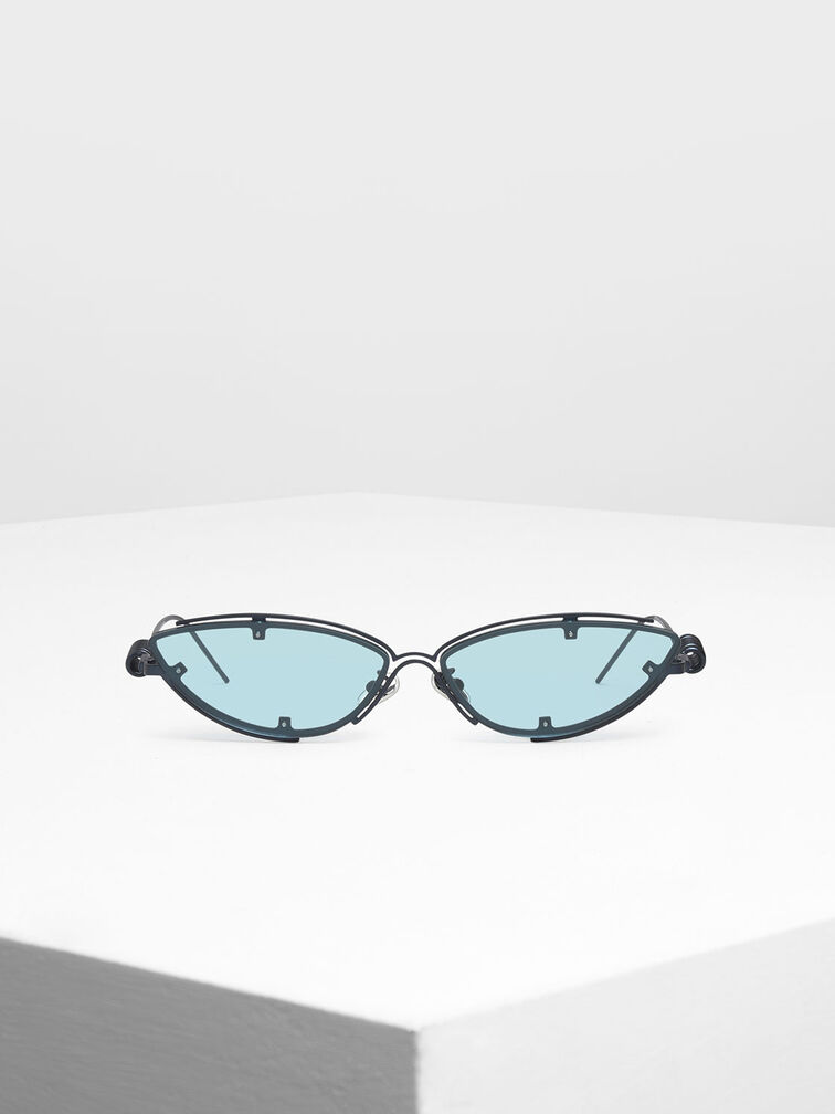 Double Frame Cat-Eye Sunglasses, Blue, hi-res