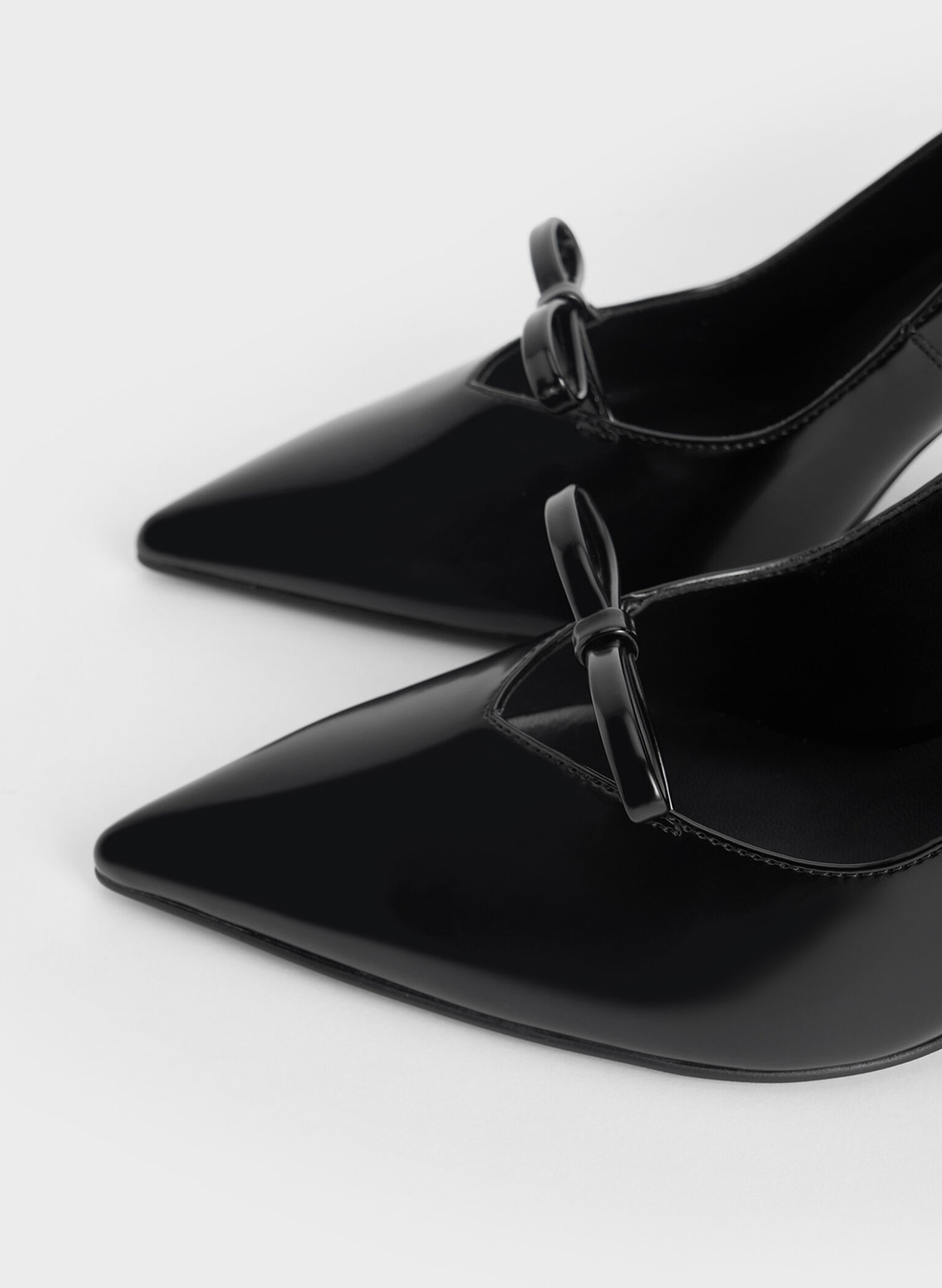 Bow Pointed-Toe Stiletto-Heel Pumps, Black Box, hi-res