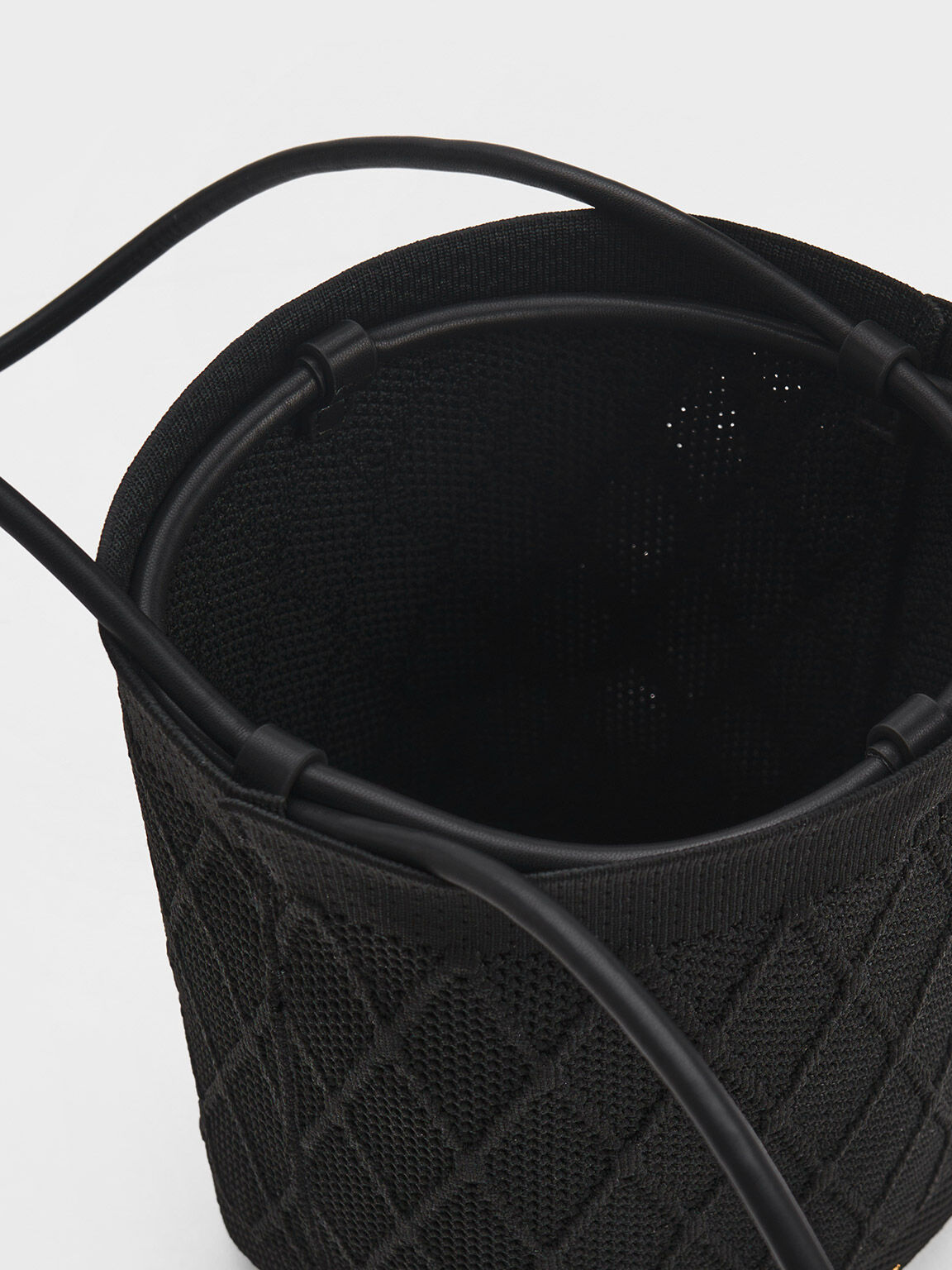 Genoa Knitted Drawstring Bag, Black, hi-res