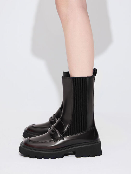 Penny Loafer Chelsea Boots, Burgundy, hi-res