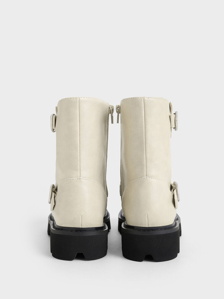 Botines para niña con hebilla de corazón, Blanco tiza, hi-res