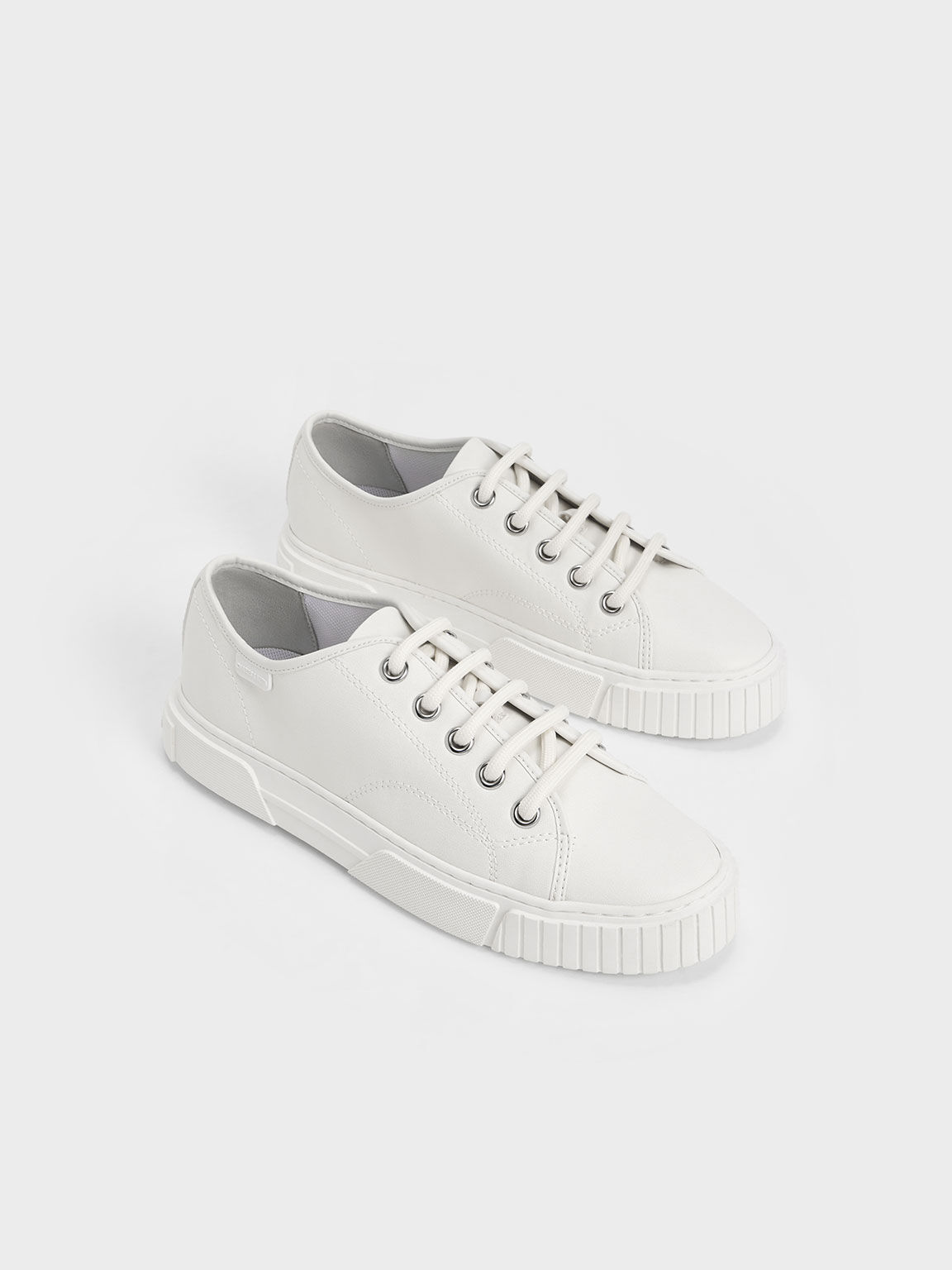 Panelled Low-Top Sneakers, White, hi-res