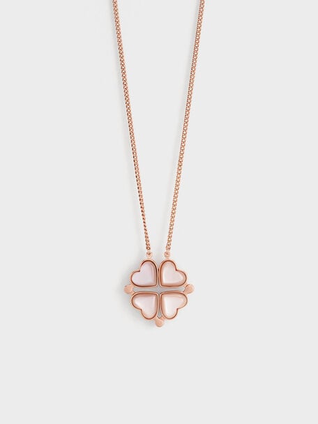Annalise Clover Heart Necklace, Rose Gold, hi-res