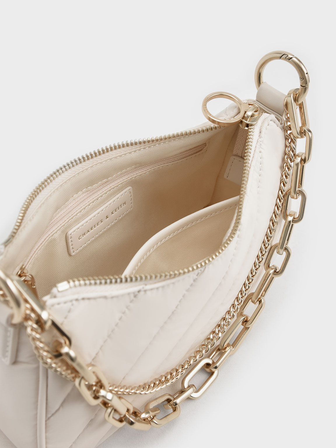Cream Chailly Chain Handle Crossbody Bag & Pouch - CHARLES