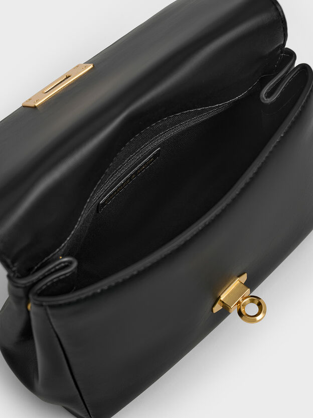 Sac &agrave; main &agrave; lani&egrave;re en cha&icirc;ne Lennie, Noir, hi-res