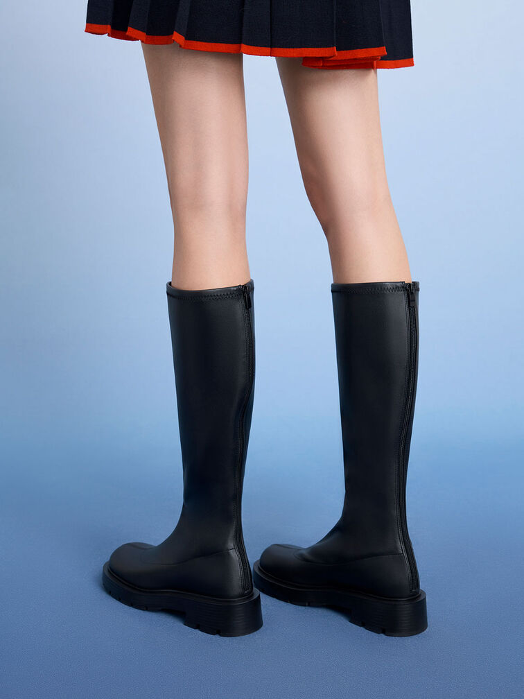 Block Heel Knee-High Boots, Black, hi-res