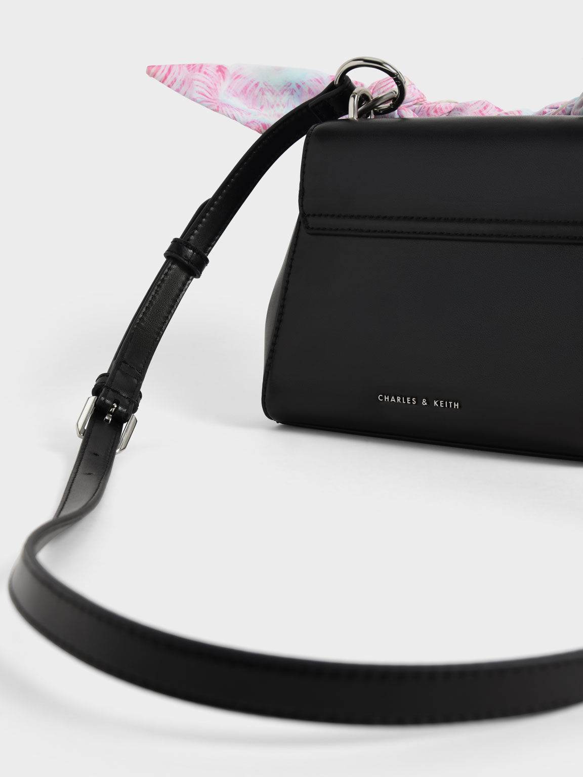 Black Scarf-Wrapped Top Handle Bag | CHARLES & KEITH