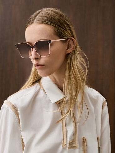 지니 버터플라이 선글라스, 로즈 골드, hi-res