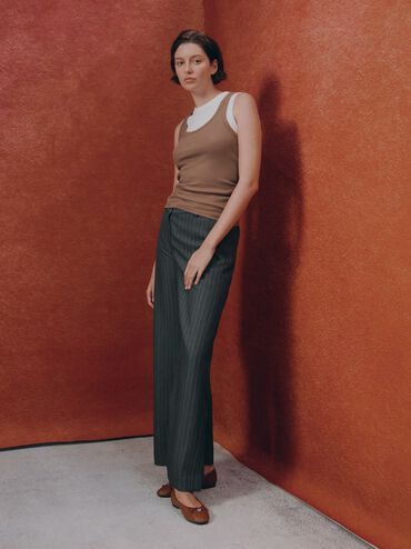 Woven Bow Ballet Flats, Brown, hi-res