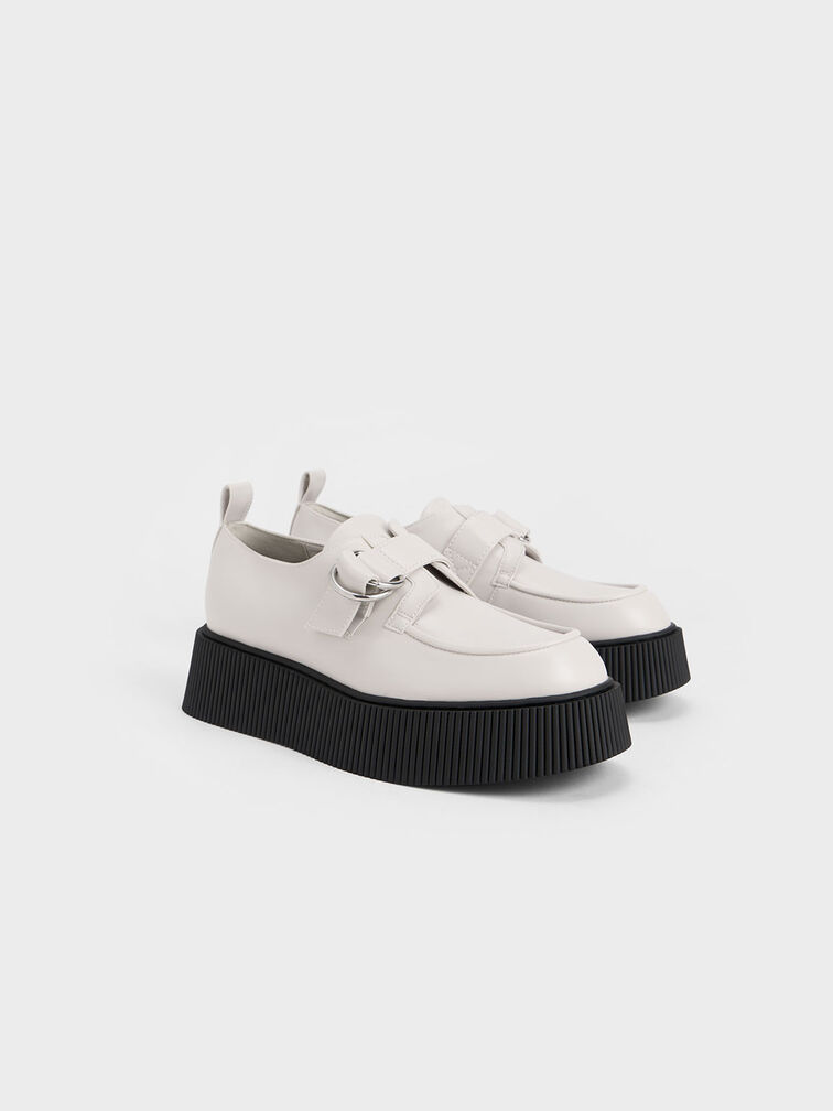 Cordova Buckled Platform Loafers, White, hi-res