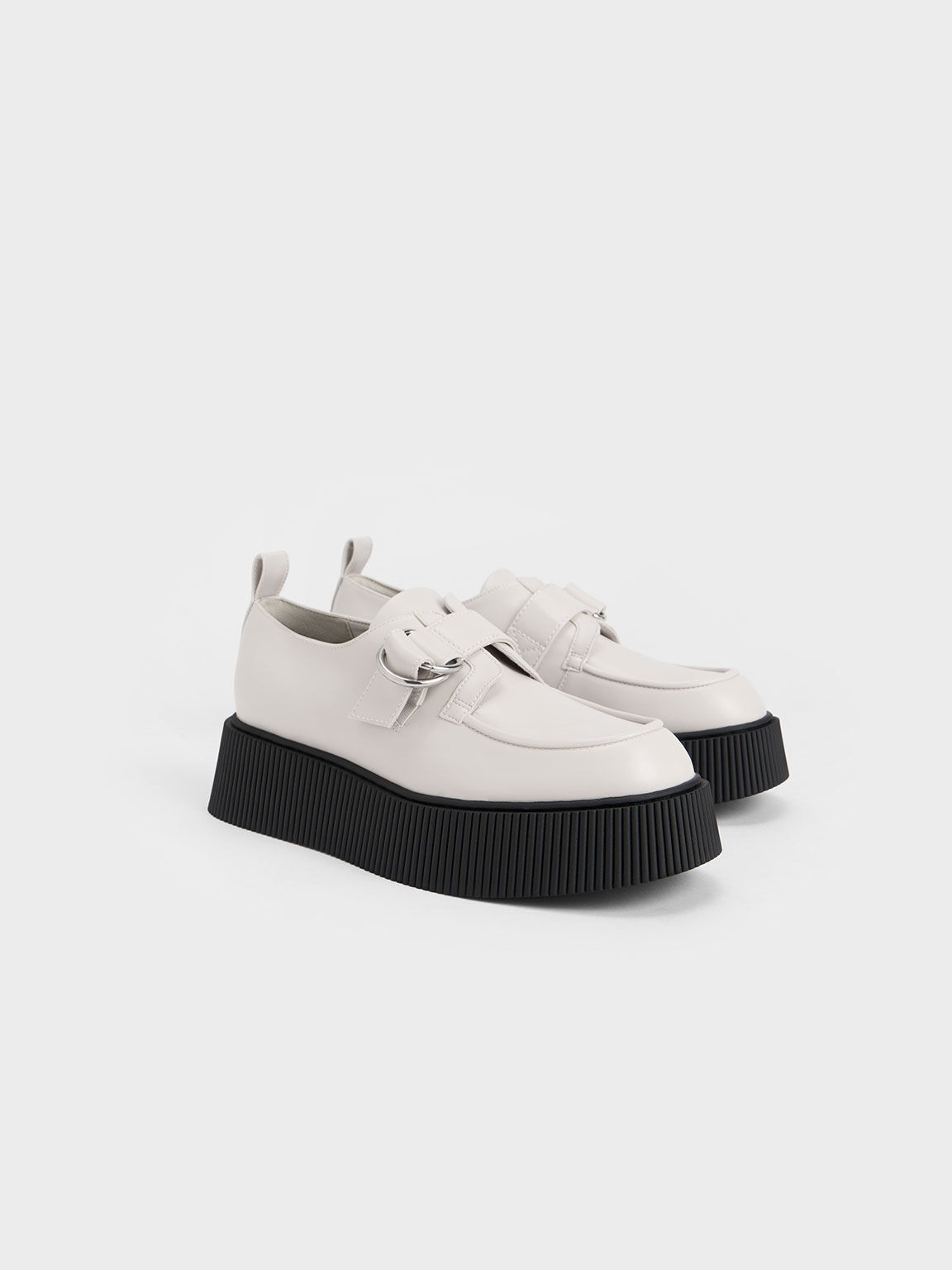 Cordova Buckled Platform Loafers, White, hi-res