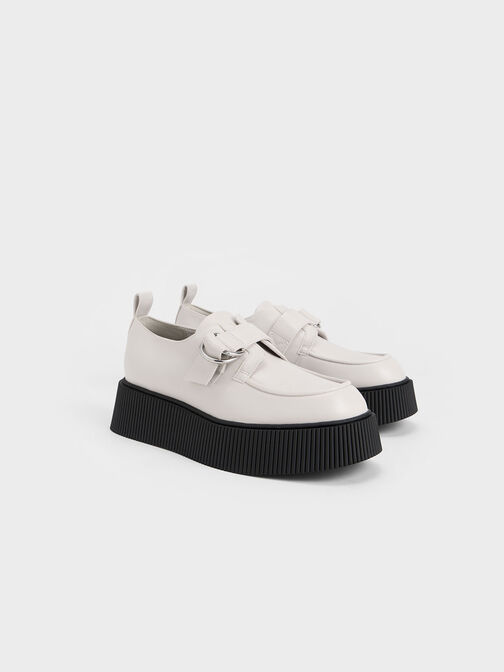 Cordova Buckled Platform Loafers, White, hi-res