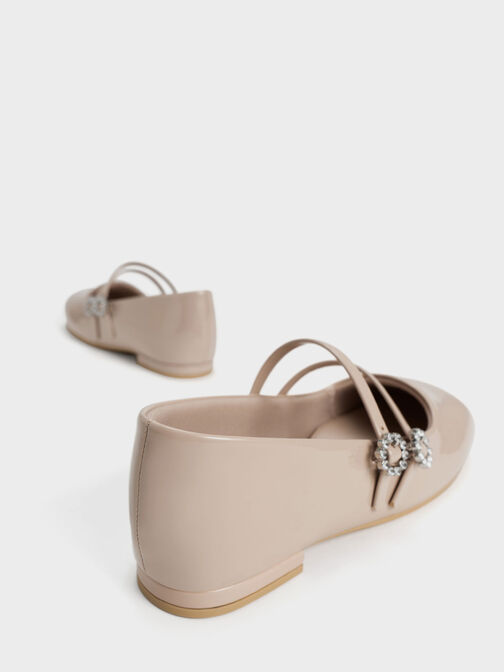 Girls' Gem-Embellished Patent Mary Janes, Blush, hi-res