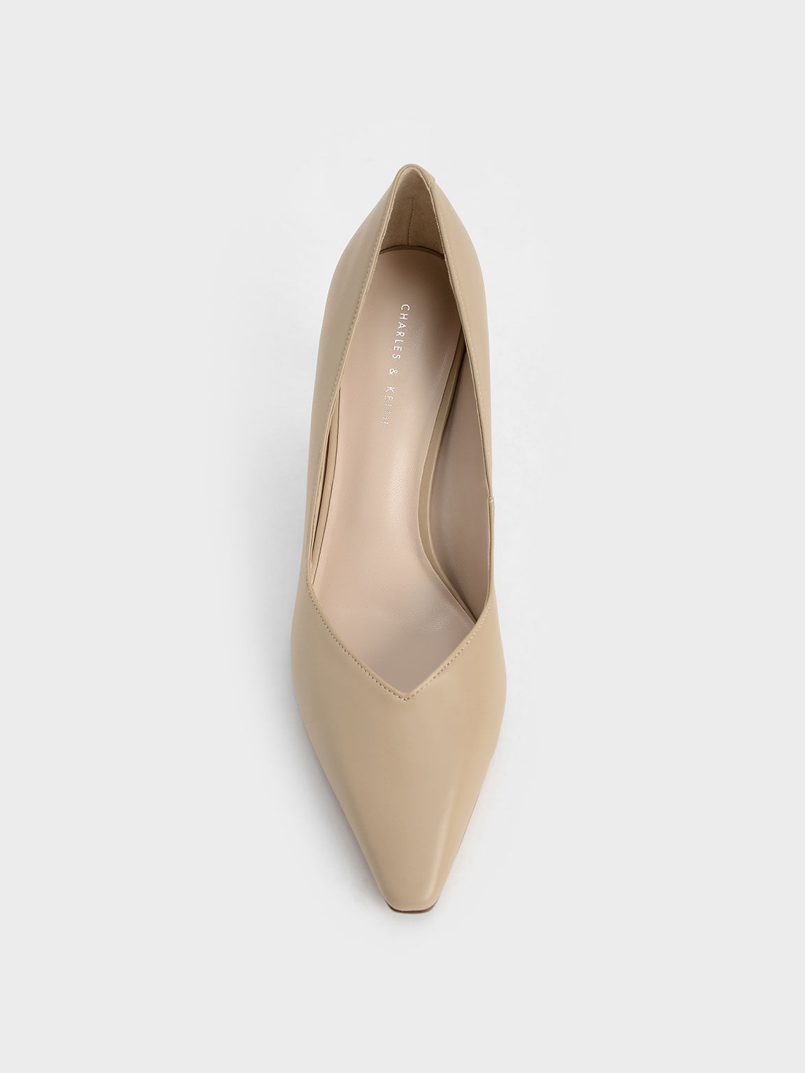 Sweetheart-Cut Pumps, Beige, hi-res