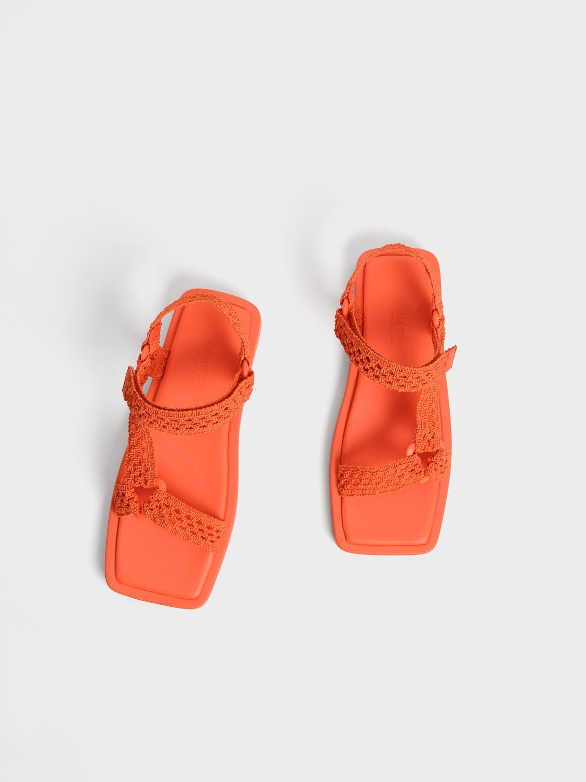Vina Knitted Square-Toe Sandals, Coral, hi-res