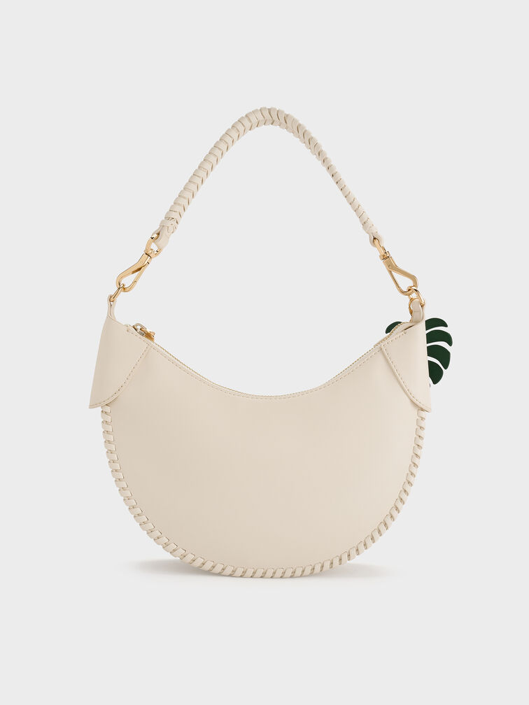 Blume Braided Curved Hobo Bag, Cream, hi-res