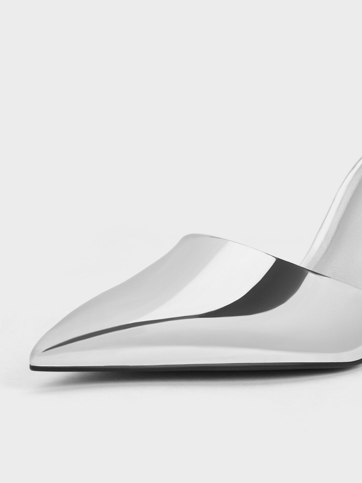 Metallic Patent Pointed Toe Ankle Strap Pumps Silver