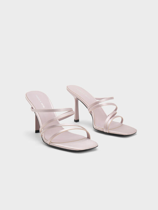 Asymmetric Square-Toe Heeled Mules, Lilac, hi-res