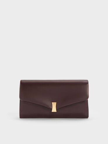 Lilibet Metallic-Accent Chain-Strap Long Wallet, Plum, hi-res