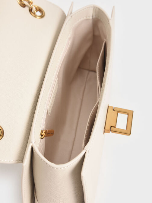 Chain Strap Evening Bag, Cream, hi-res