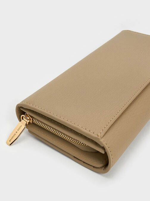 Front Flap Long Wallet, Sand, hi-res