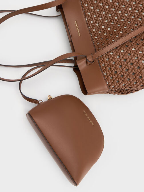 Calla Woven Tote Bag, Chocolate, hi-res