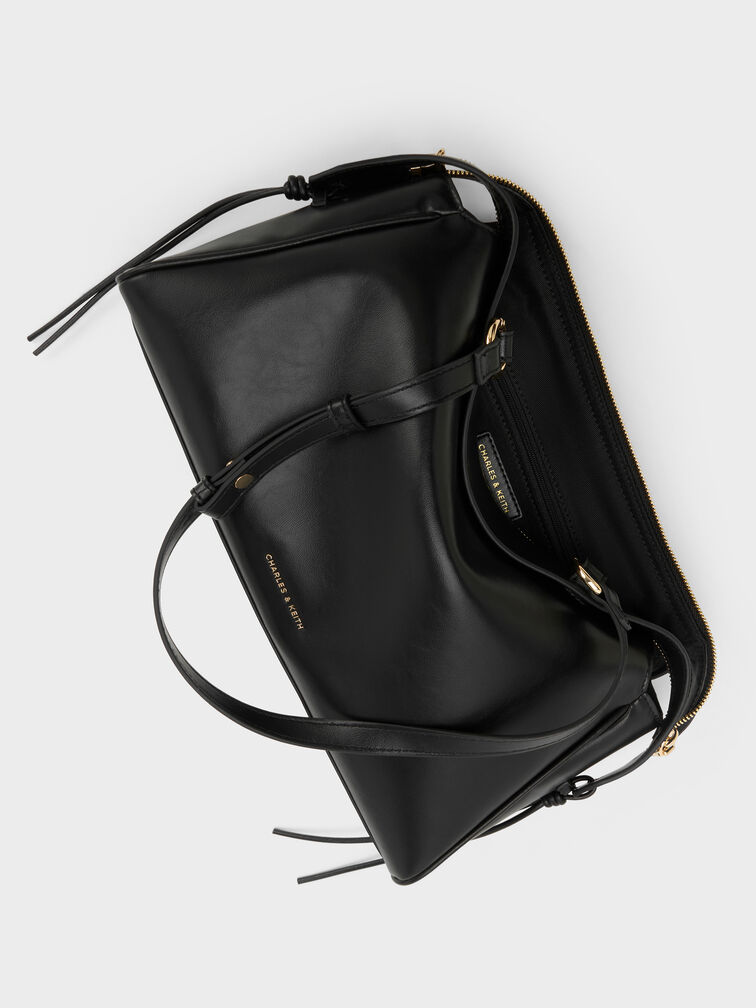 Haylen Braided-Charm Shoulder Bag, Black, hi-res