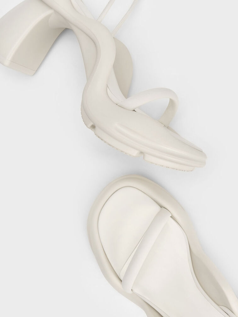 Leila Tie-Around Sculptural Sandals, Cream, hi-res
