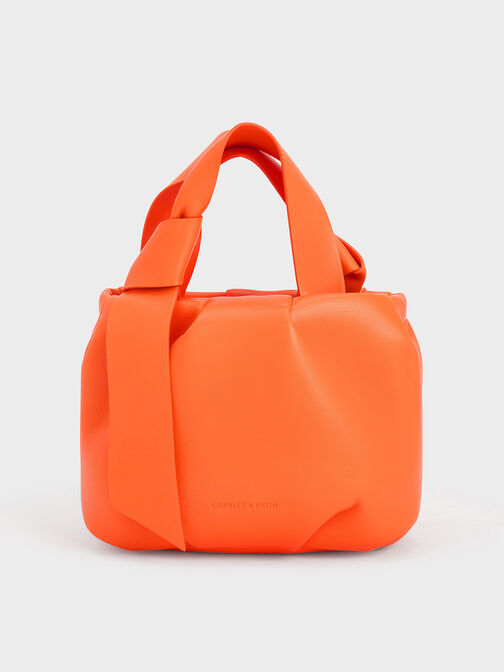 Toni Knotted Ruched Bag, Orange, hi-res