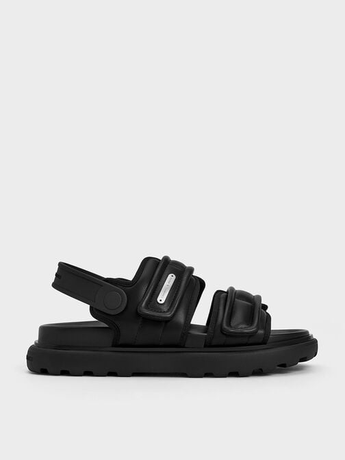 Romilly Puffy Sports Sandals, Black, hi-res