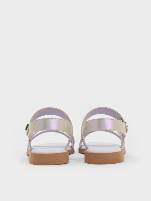 Yara Girls' Metallic Buckle Sandals, Lilac, hi-res