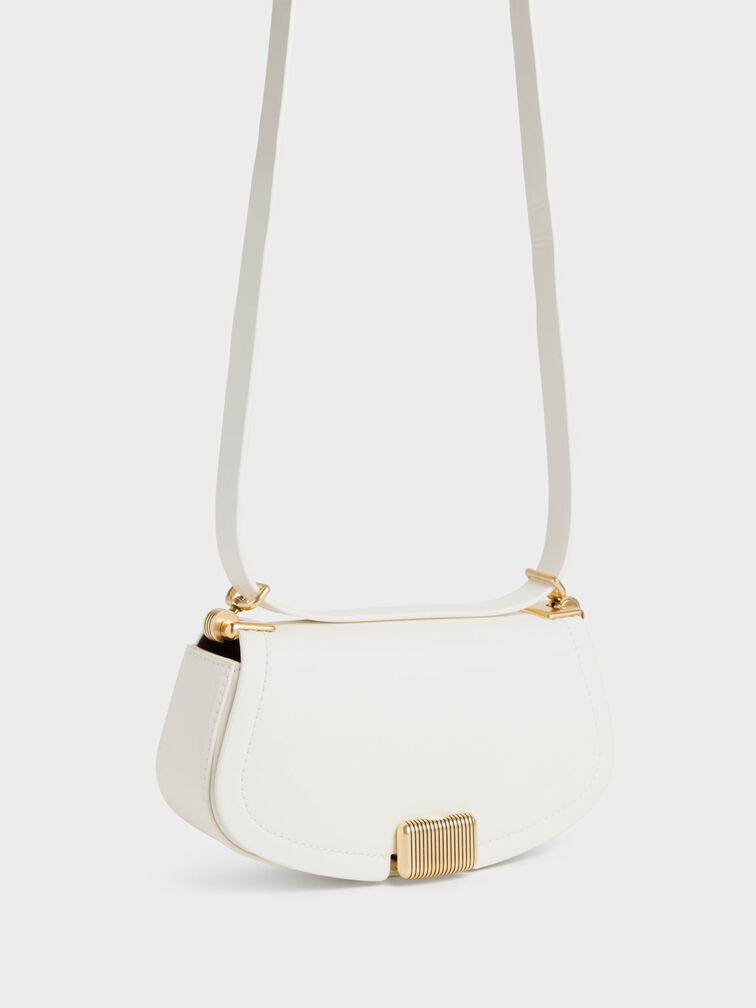 Bolso de hombro con asa de cadena bicolor Sonnet, Blanco, hi-res